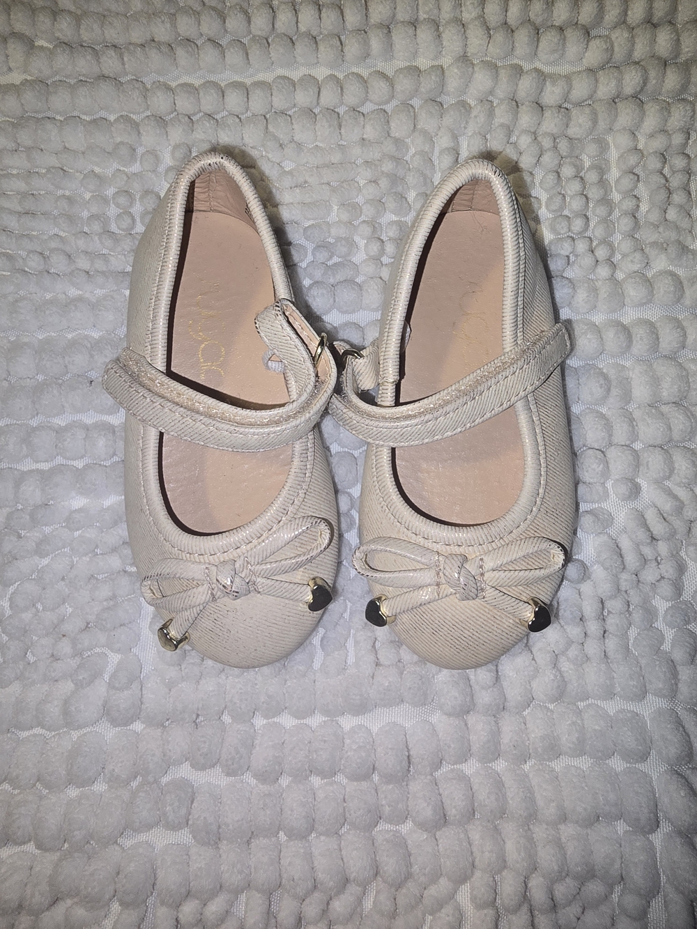 SUGAR Girls Cream Mary Jane Ballet Flats with Bow